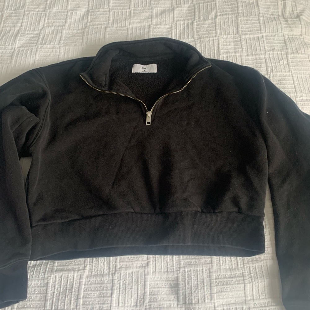 Tna Black Fleece Half-Zip Sweater